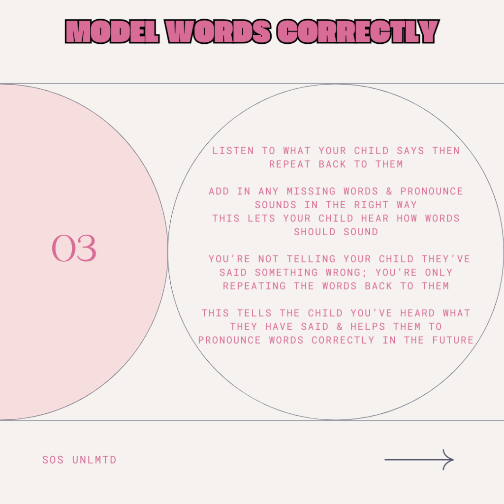 Speech and Language Development: Model words correctly